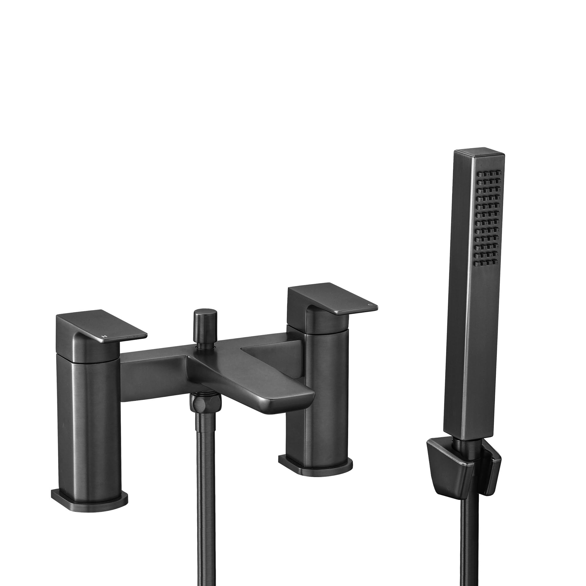 Enki Gunmetal Grey Mykonos, Bt1308, Contemporary Bath Shower Mixer Tap With Handheld Shower Attachment,