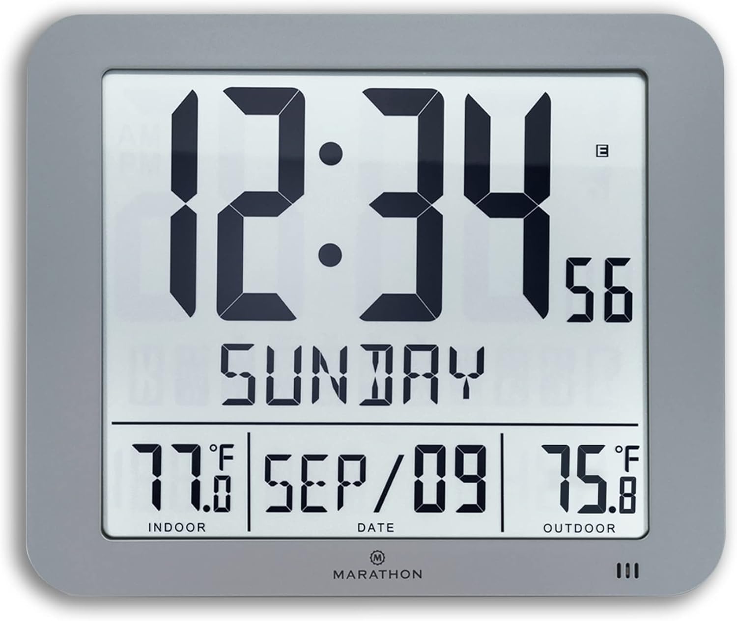 Marathon Atomic Full Calendar Clock With Indoor / Outdoor Temperature 