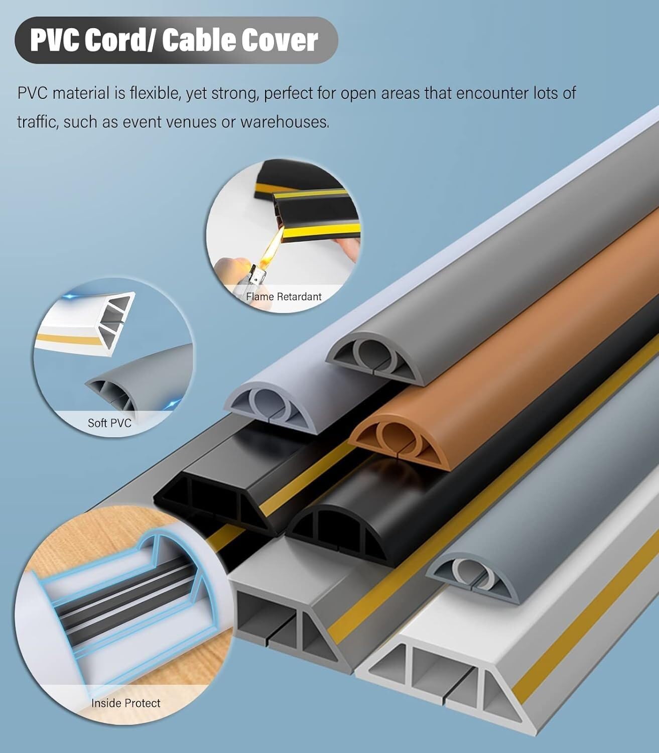 Kabelverdeck for den Boden, weicher Kabel-Organizer/Kabelkanal, extra breit, 50 mm, zuschneidbar, Innenwand-Management-Set, selbstklebend(A,600cm (19.7ft))