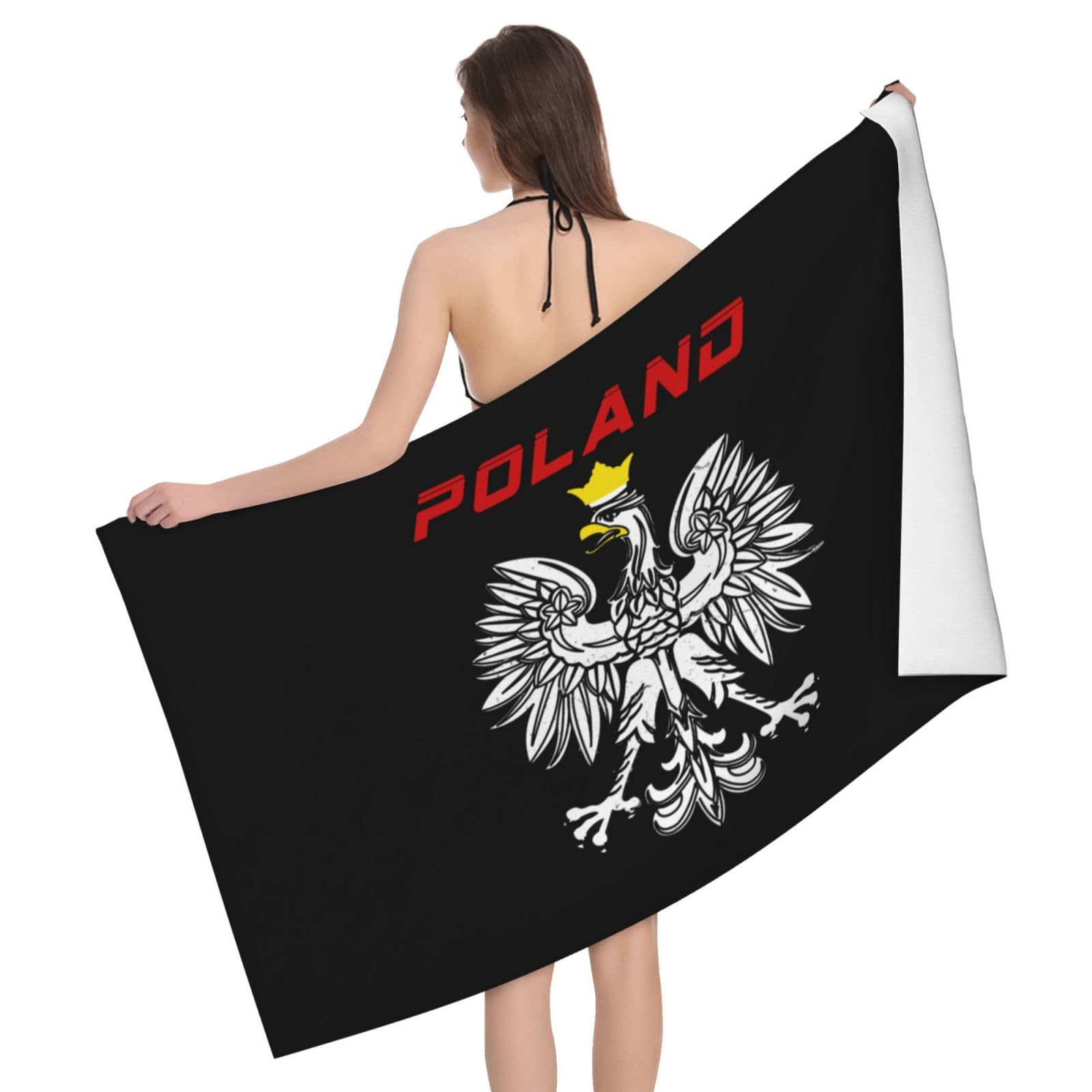 HLBSDM Microfiber Eagle Poland Poles Flag Beach Towel Quick Dry Soft Sand Free Beach Towels for Pool Swim Beach Lightweight Thin Towels