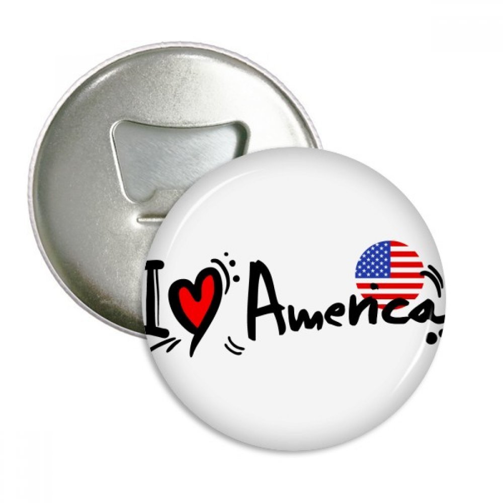 Aimants pour réfrigérateur et pins badge J'aime l'Amérique décapsuleur rond