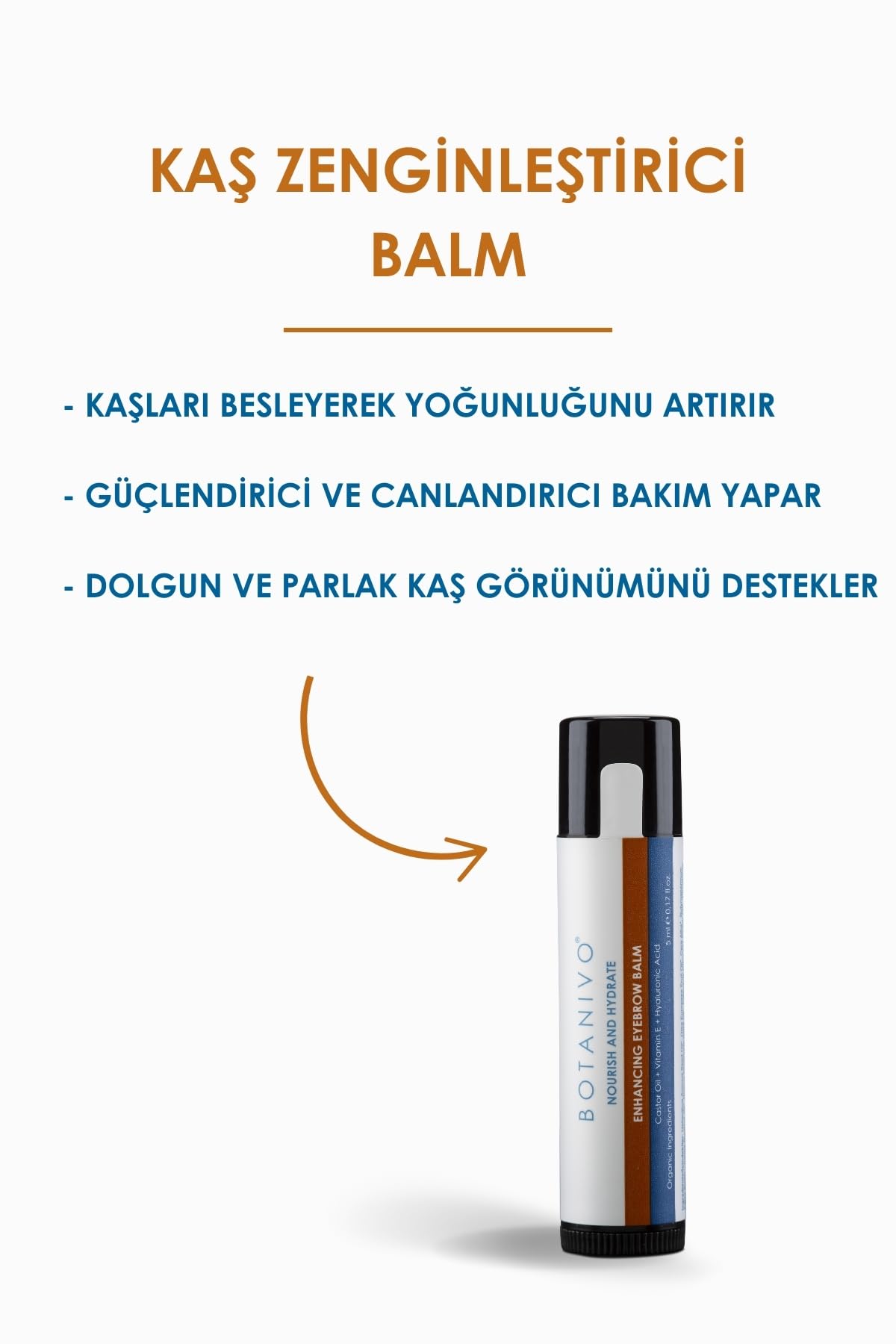 Botanivo Kaş Zenginleştirici & Besleyici Balm | Güçlü, Canlı, Dolgun Kaşlar | Organik İçerikli | 3x5 ml Stick