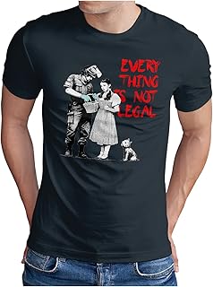 OM3® Banksy Illegal T-Shirt - Herren - Police Search Stencil Graffiti Polizeikontrolle - S - 5XL