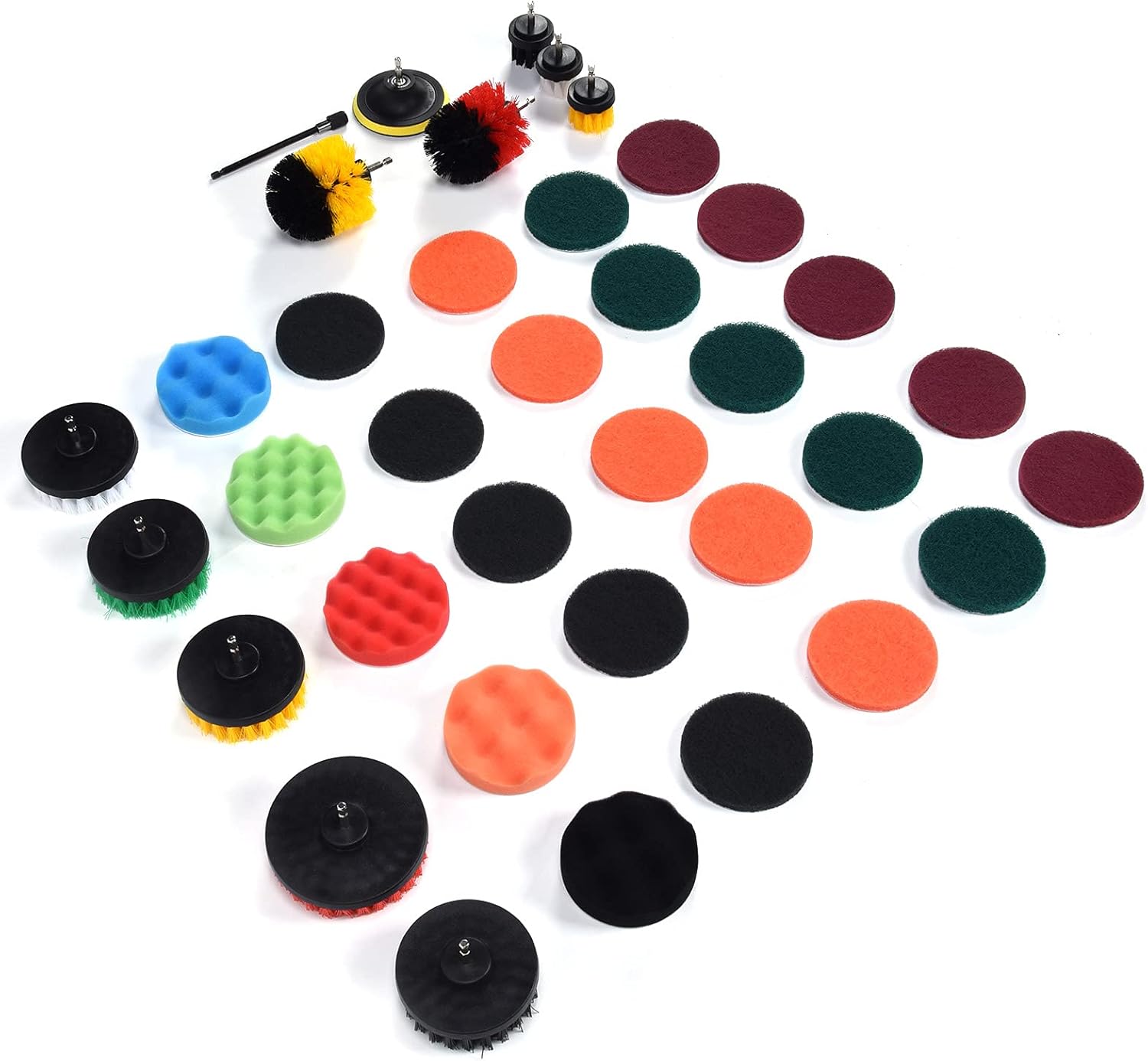 37PCS Drill Brush Attachments Set Scrub Pads and Sponge Power Scrubber Brush Polishing Pad for Home T Set Includes 10pcs Drill KitDrill AttachmentScrubbing