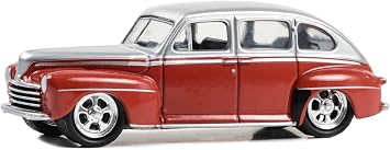 1947 Super Deluxe Lowrider Red and Silver Metallic California Lowriders Series 4 1/64 Diecast Model Car by Greenlight 63050A
