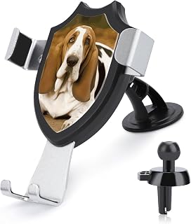 Universal Dashboard Cell Phone Holders Car Phone Holder Cute and Personalized Rotatable Basset Hound Printed Car Phone Mount Fit Vent/Windshield