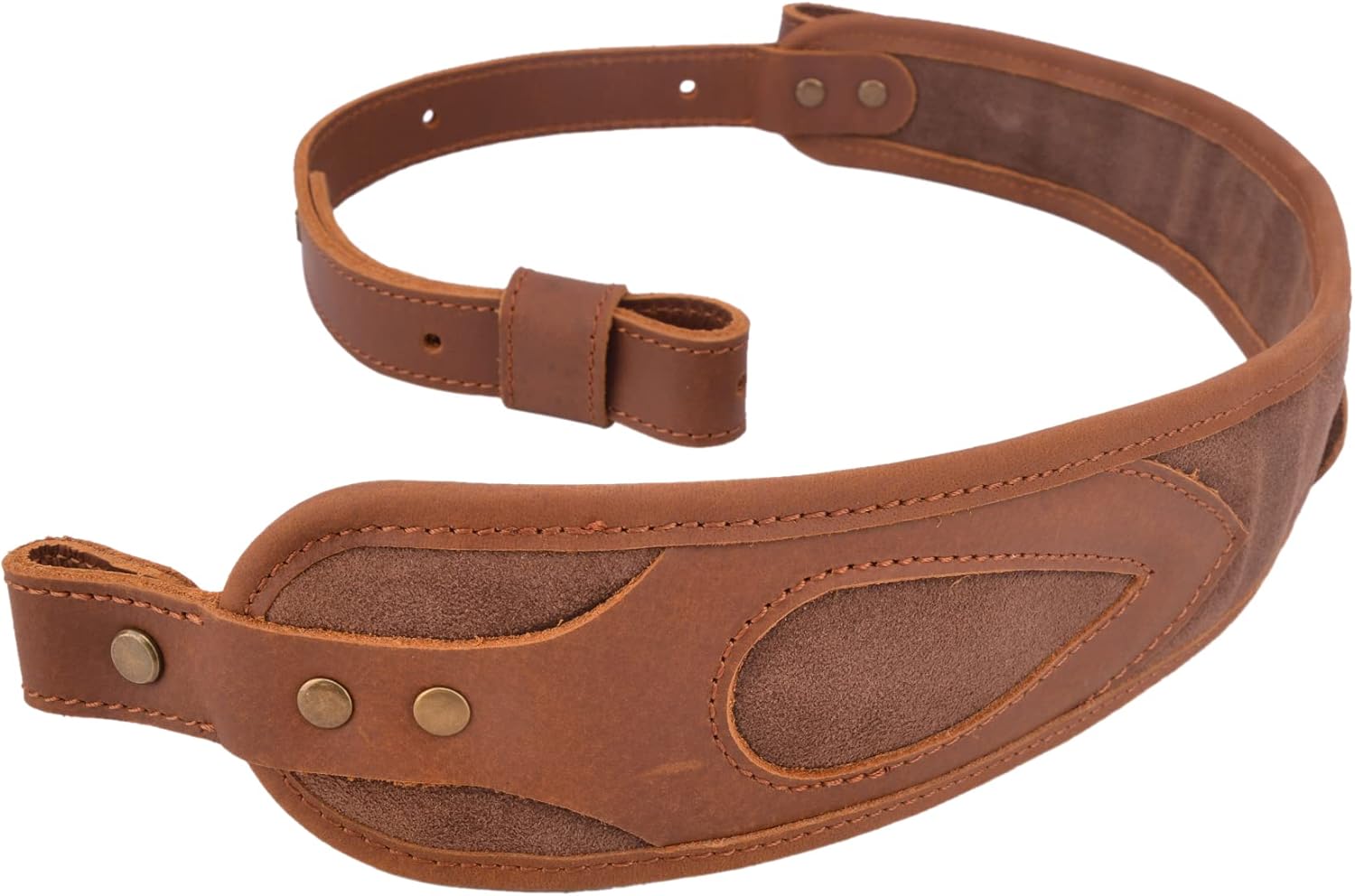 Durable Leather Rifle Sling, Padded Handmade Gun Cartridges Holder Straps for .30-06 .45-70 .308 (Brown(Without Shell Holder))