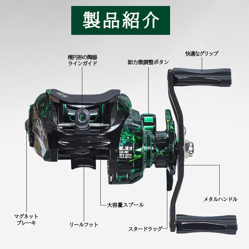Amazon | ベイトリール 釣りリール 海釣り 淡水釣り 両用 左/右