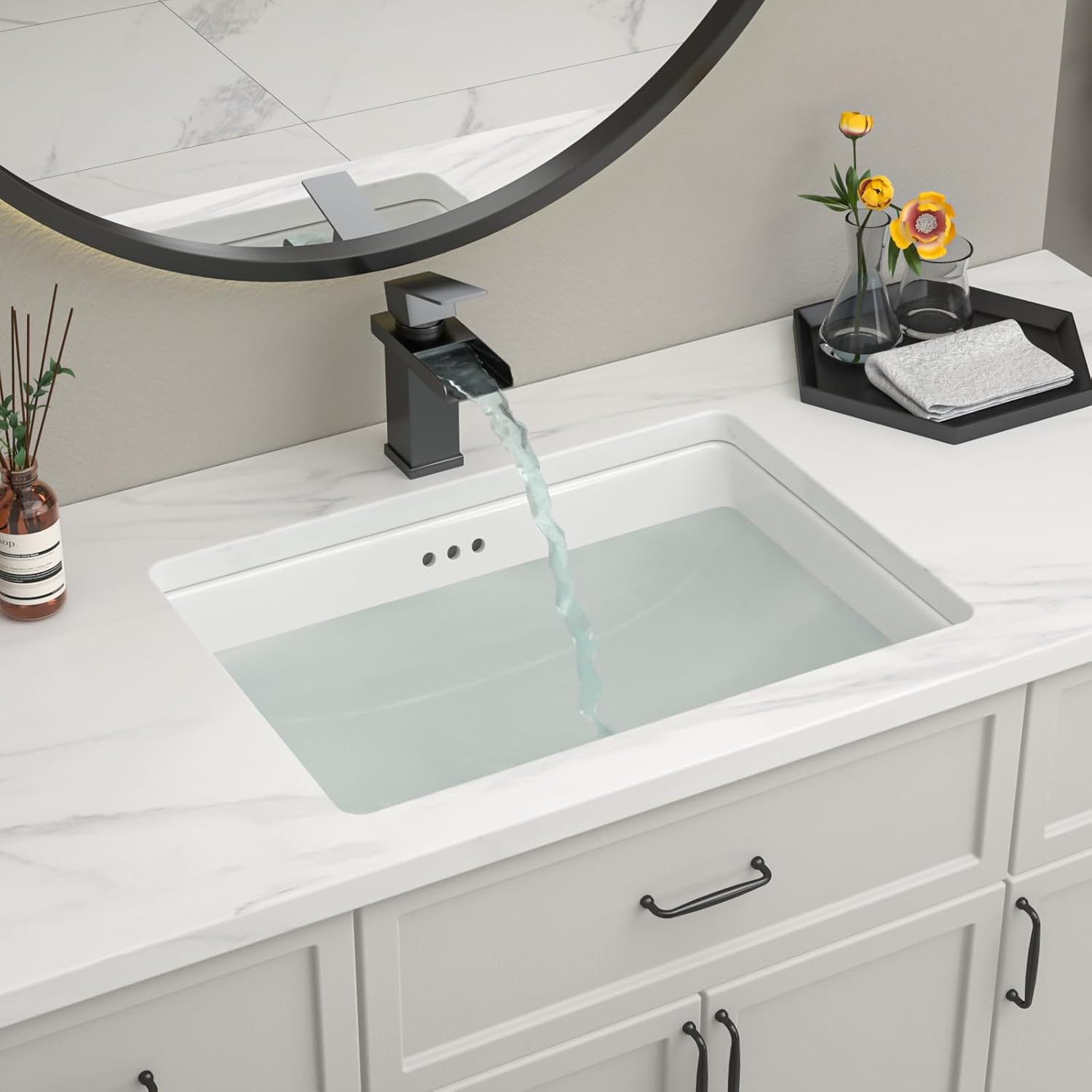 Undermount Bathroom Sink 23''x16'' White Rectangle Bathroom Sink Porcelain Ceramic Sink Vanity Basin Lavatory Sink Vessel Sink