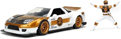 Miniatura 4 de Jada Toys Power Rangers 1:24 2002 Honda NSX Type-R Japan Spec - Auto fundido a presión con figura de Ranger blanco de 2.75 pulgadas, juguetes para