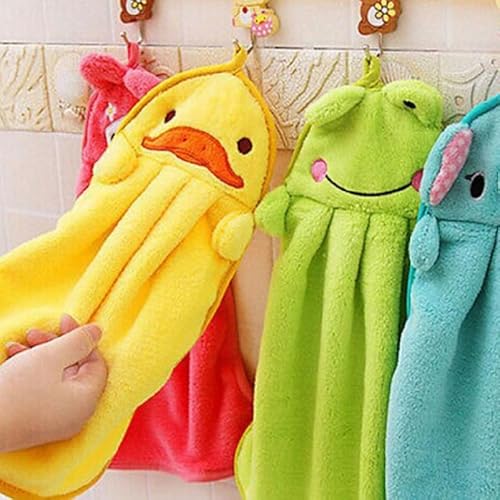 Cabilock 3stücke Tierische Handtücher Superabsorbierende Cartoon-waschlappen Gelbe Ente Für Hängend Waschbar Multifunktional Zum Trocknen Von Händen Und Reinigen