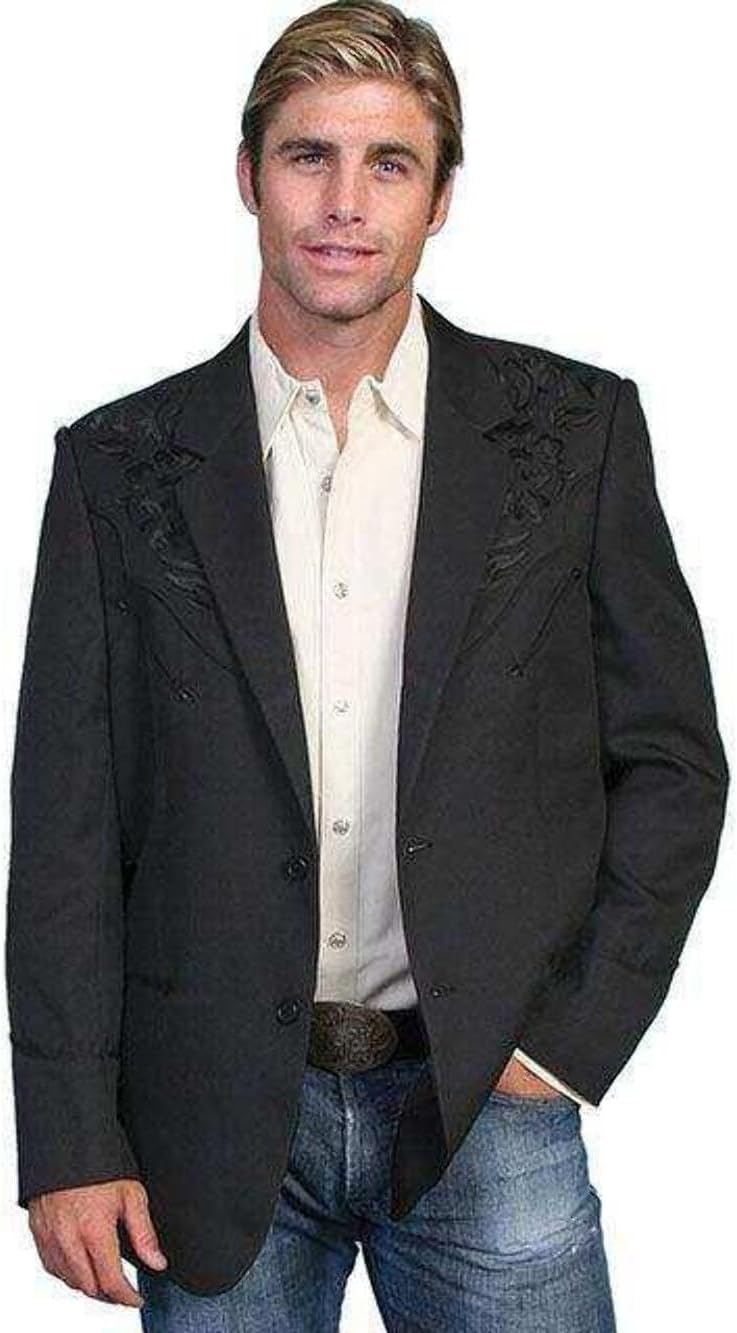 Scully Black Button Front Men's Blazer P-733