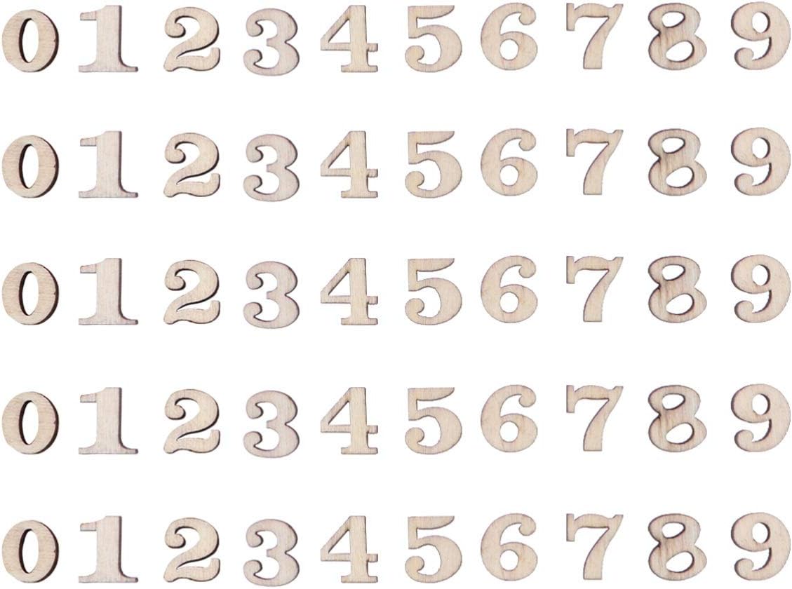 Artibetter 100pcs Wooden Numbers, Number 0 to 9 Embellishments for Arts Crafts DIY Decoration Displays 15mm
