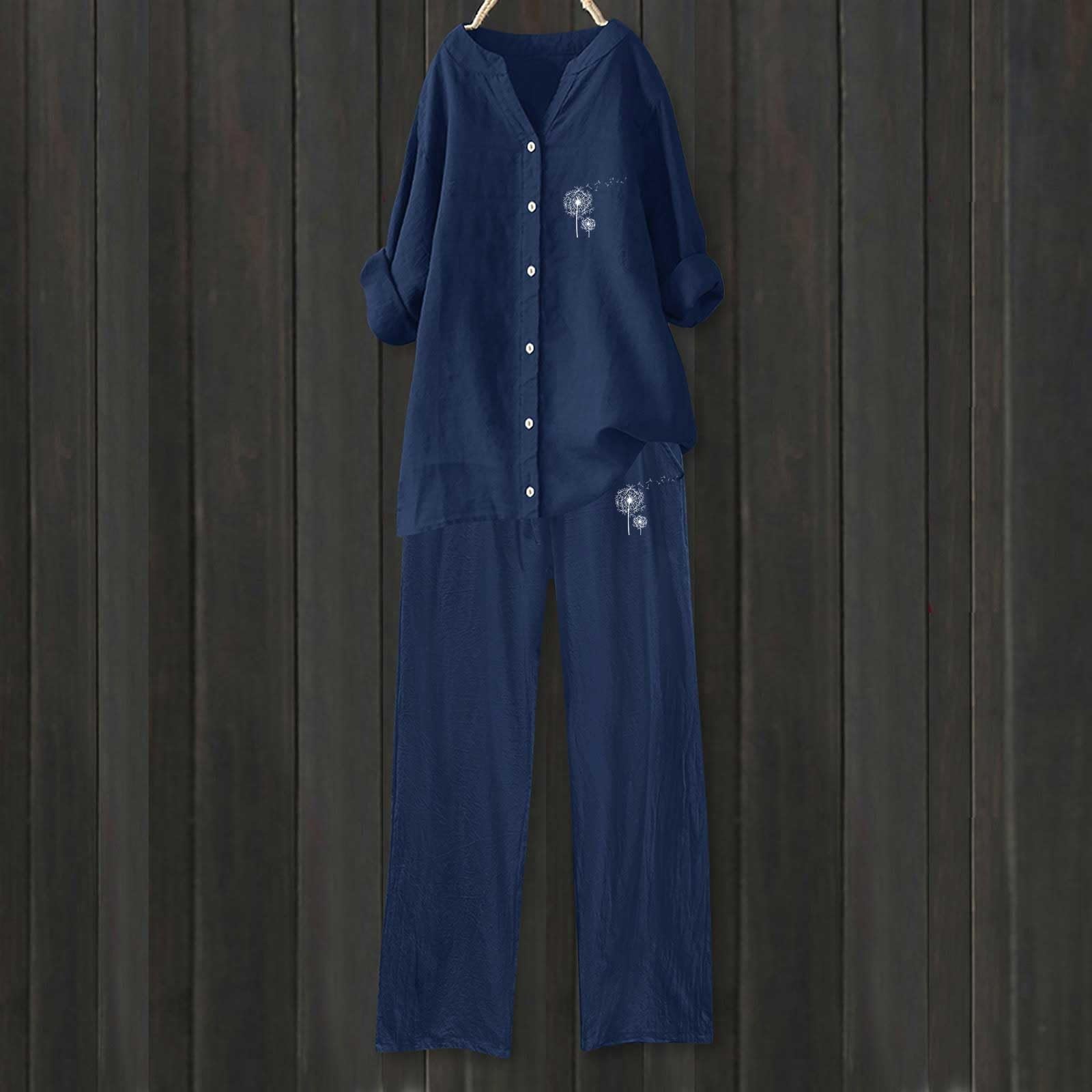 Jogginganzug Damen Jogginghose Nicki weites Bein, Bluse, Taschen, elastische Hose, Lässiges V-Ausschnitt-Hemd, Hose, modische Streetwear Hosenanzug Damen Anthrazit