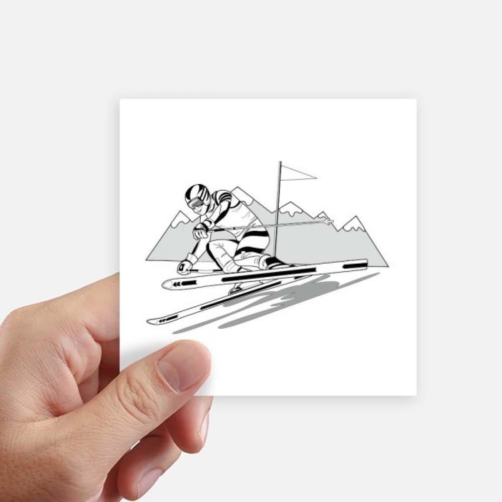 Sticker ski illustration lot de 8 décors carrés adhésifs 10cm imperméables pour moto