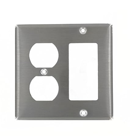 84455-40 2-Gang 1-Duplex Decora/GFCI Device Combination Wallplate, Device Mount, Stainless Steel