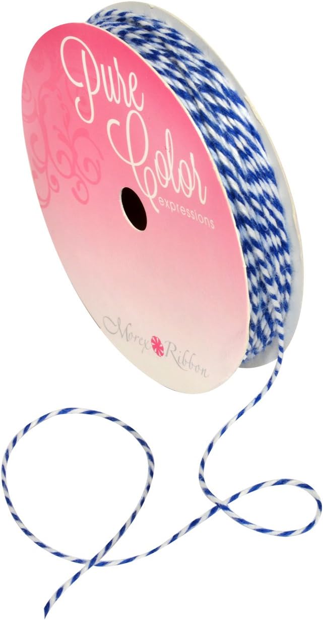 Morex Ribbon 1201.02/00-602 Polyester Baker's Twine Craft Supplies, 1/16" by 700 yd, Light Blue/White