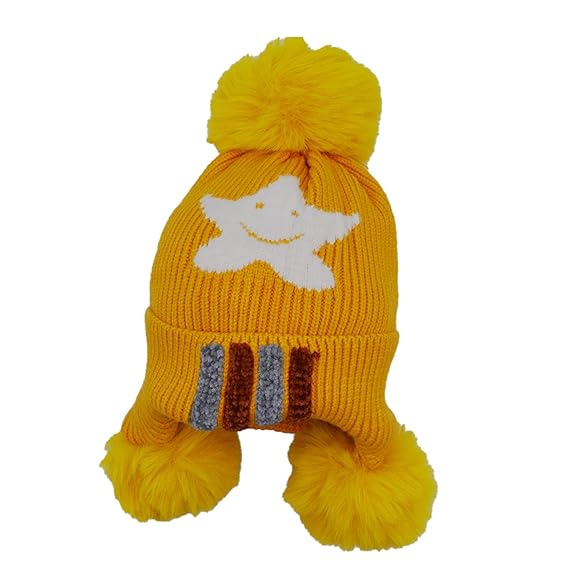 Krystle Winter Warm Star Design Knitted Beanie Cap For Kids Boys & Girls -(1-3 Years)
