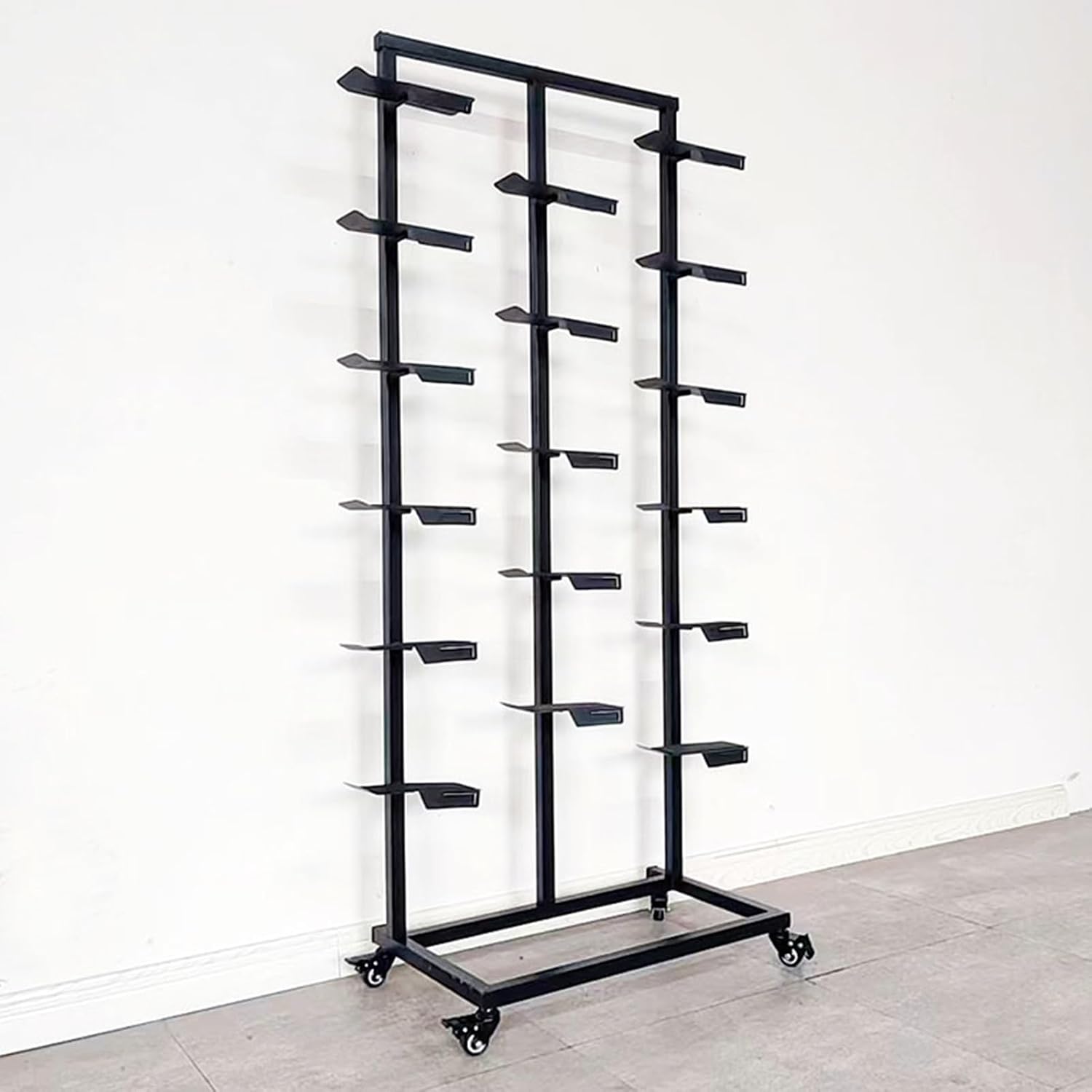 Commercial Clothing Store Shoe Rack, Boutiques Shop Retail Display Racks, Modern Sneakers Basketball Shoes Storage Stand, Large Free Standing Shoe Shelves, Shoe Organizers (Color : Black-A,