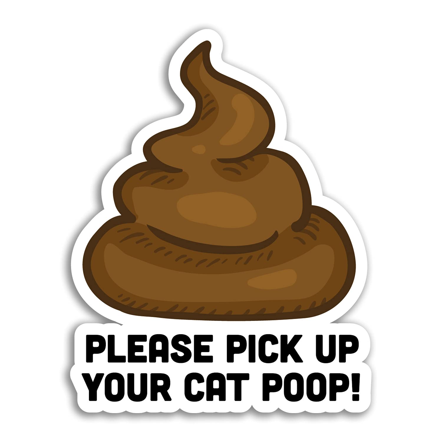 2 x 10cm Tall Cat Poop Vinyl Stickers - Pick Up Cats Poo Clean Funny Joke Gift Sticker #76525