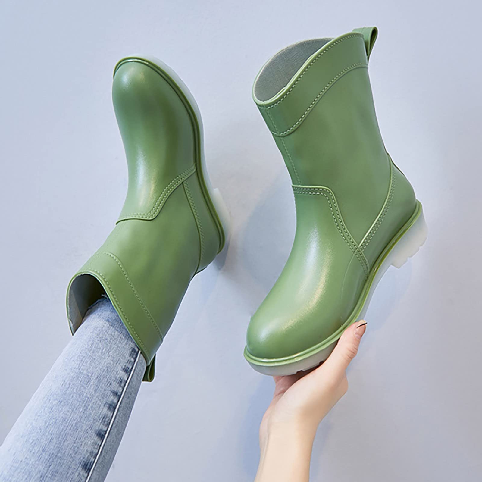 Escarpines Mujer Agua Botas de Lluvia para Mujer, Resistentes, Antideslizantes, Impermeables, Antideslizantes, de plástico, Zapatos de Lluvia de Cemento, Botines de Lluvia Escarpines