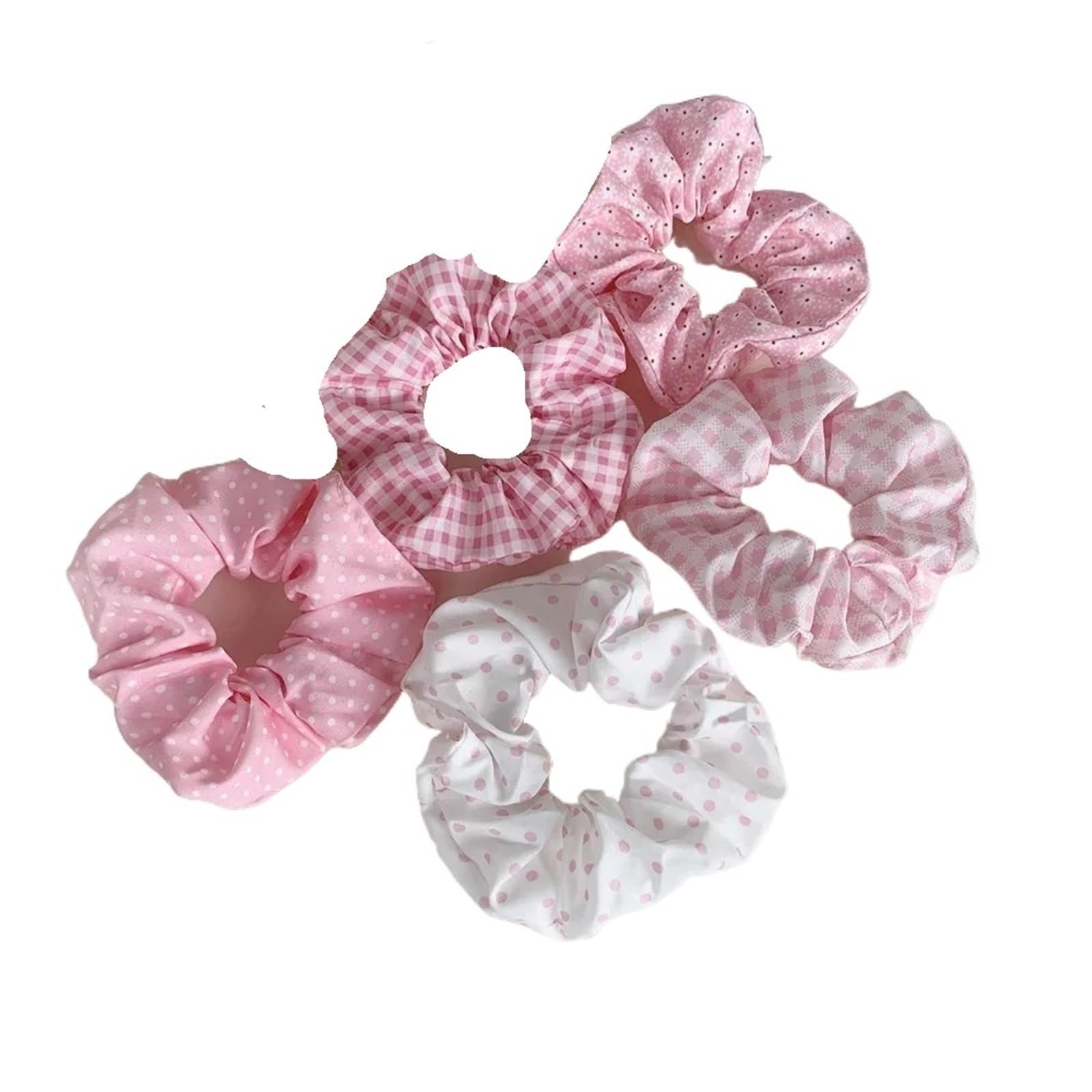 Coletero de tela 5 piezas de coleteros tela lindos y elegantes con lunares | Estampados de flores Dulces Cintas for el cabello con puntos florales Estilo académico for edades(45pcs)