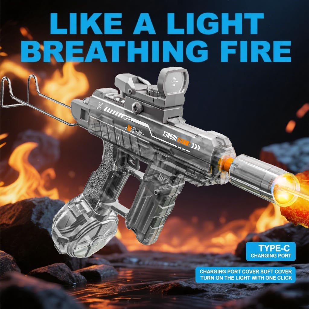 Adult & Kids Electric Water Gun with LED Lights, Rechargeable Automatic Squirt Guns, Suitable for Indoor & Outdoor Water Combat Games for Boys Aged 3+, 4-8, 8-12, Electric Squirt Gun for Beach Party