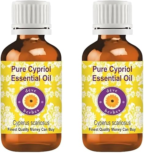 Dève Herbes Aceite Esencial de Cypriol (Cyperus scariosus) Puro | No Pegajoso | No Graso | Ligero | Para Hombres y Mujeres | Todos los Tipos de Piel