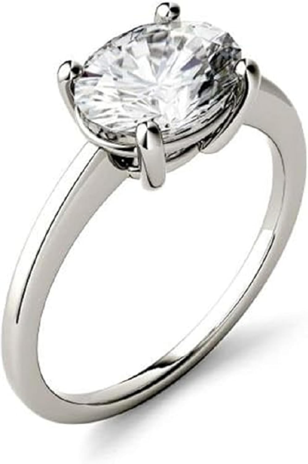 Stunning East West Solitaire Engagement Ring, Oval Cut 1CT-4CT, Colorless Moissanite Ring, 925 Sterling Silver Ring, Wedding Ring, Perfact for Gift Or As You Want