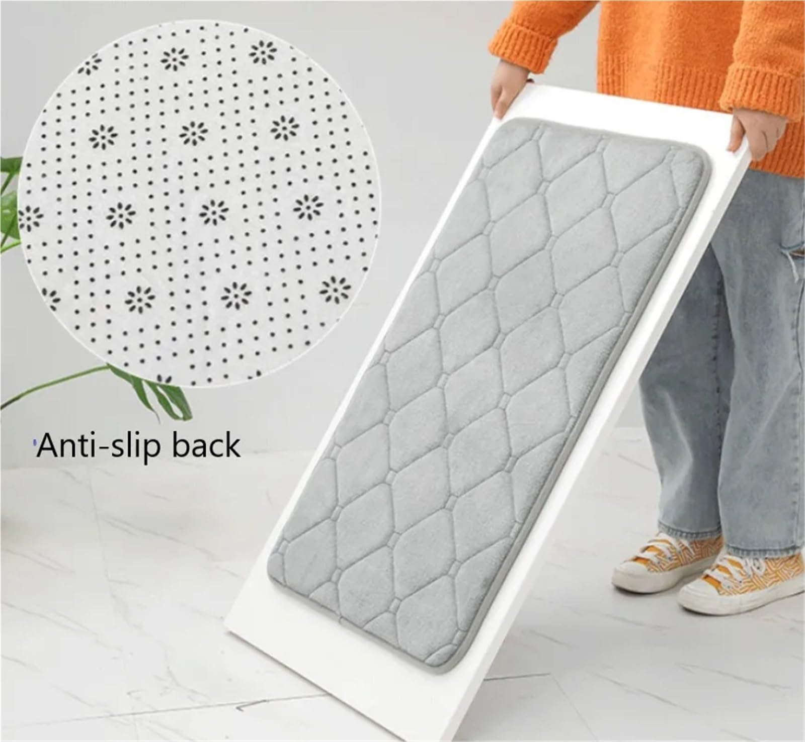 Tappeto Antiscivolo Tappetino da Bagno in Memory Foam, Assorbente, Antiscivolo, for Cucina, Bagno, Soggiorno, Tappeto Blu(Diamond Red,60x90cm)