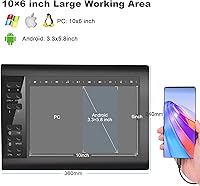Vista 2 de Tableta de dibujo gráfico, tableta de escritura digital de 10 x 6 pulgadas con 8192 niveles de lápiz óptico para PC/Mac/Android 5.0 y superior