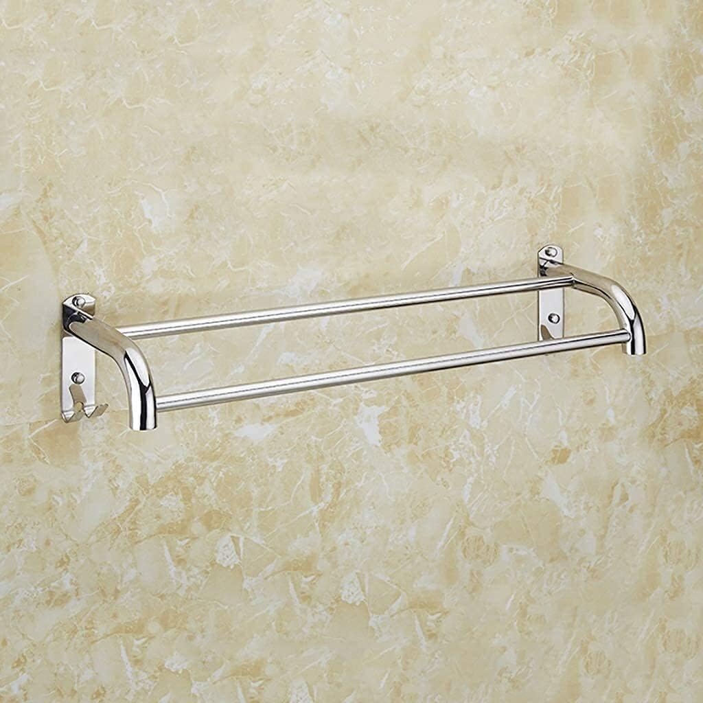 Towel Rails, Towel Rack Towel Shelf Bathroom Rack Wall-Mounted Towel Rackrforated Stainless Steel Toilet Storage Rack Shower Room Multifunctional Double-Bar Towel Rack Stainless Steel Towel Rack