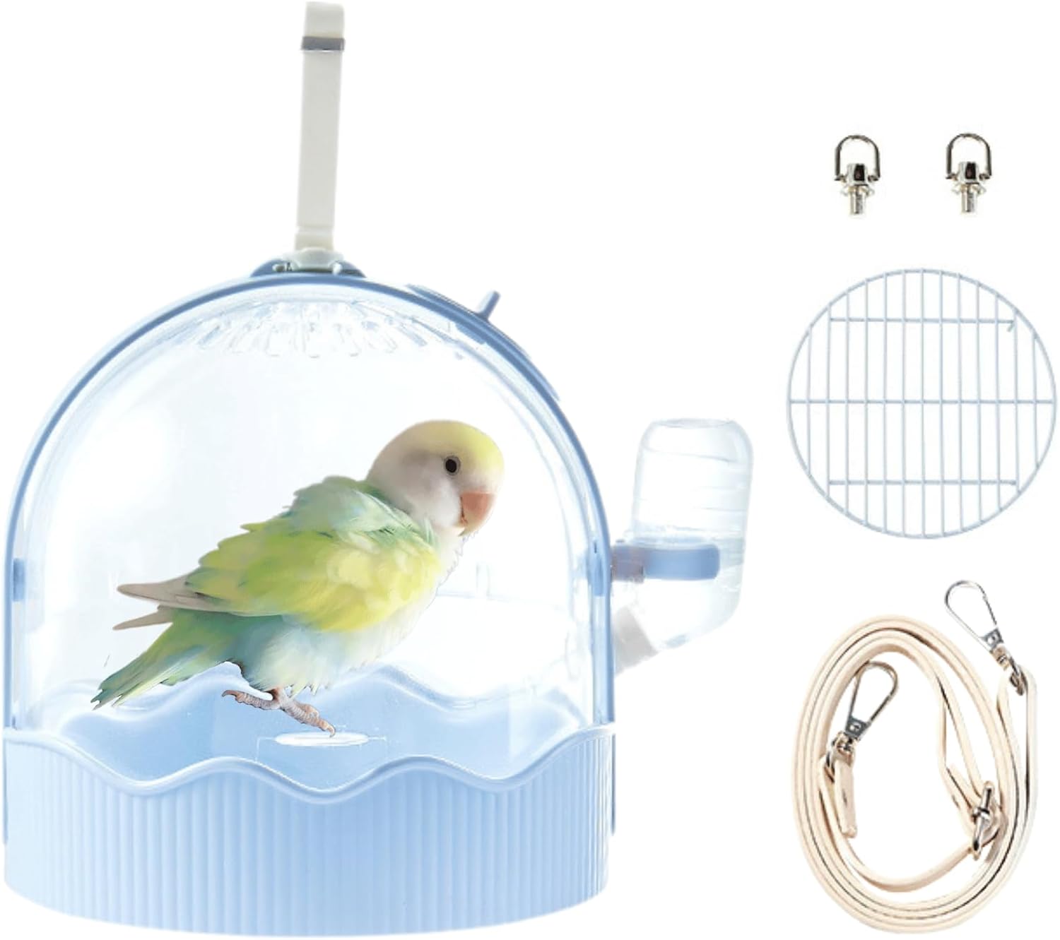 Pet Carriers Cage Portable Cage Parrot Bird Cage Outdoor Travel Camping Bird Parrot Cage with Water Bottle Bird Travel with Station Frame and Shoulder Strap Bird Travel Cage Bird Travel (Blue)