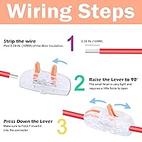 Vista 4 de Kit de conectores de alambre de empalme compacto, 1 conductor, conectores de palanca para cableado 28-12 AWG (50 unidades, naranja transparente)