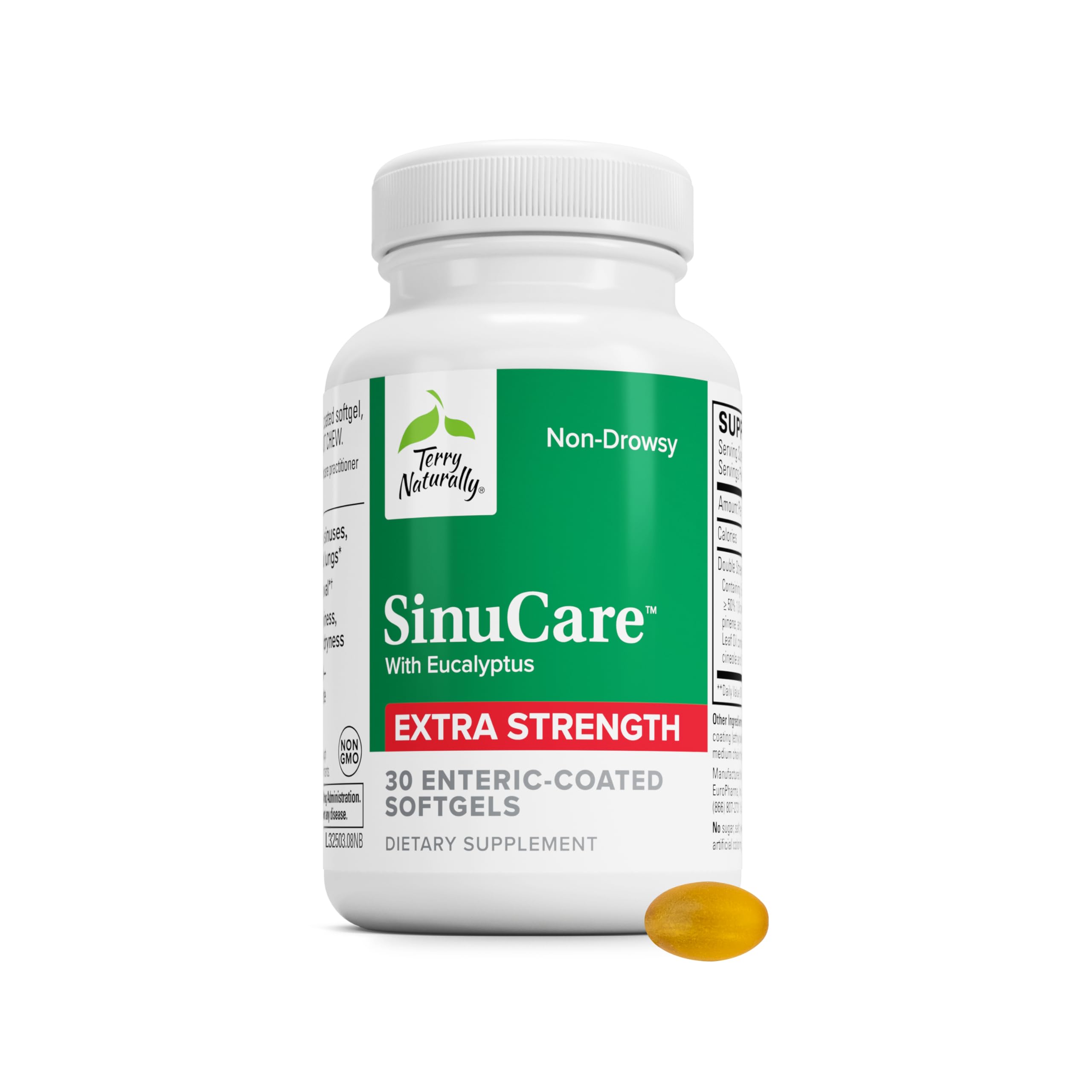 Terry Φυσικά SinuCare Extra Strength - Συμπλήρωμα διατροφής με Ευκάλυπτο & Myrtle - Immune & Lung Health Support - Συμπληρωματική Φόρμουλα για να βοηθήσει Sinus Υγεία - 30 Υπηρεσίες