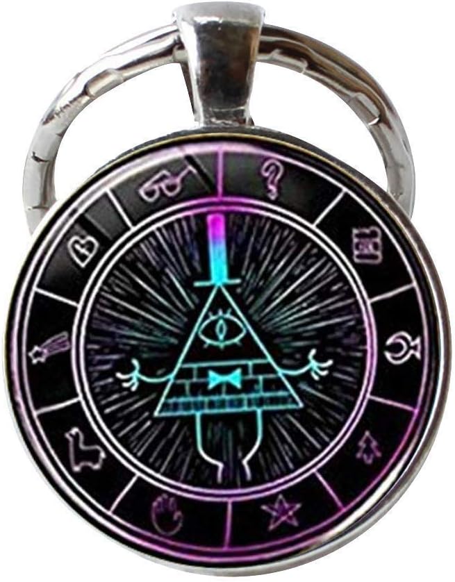 Gravity Falls Bill Cipher Wheel Scrabble Keychain，Unique Hand Designed Gravity Falls"Psychadelic" Bill Cipher Inspired Keychain Jewelry Gift/Gifts for Men & Women