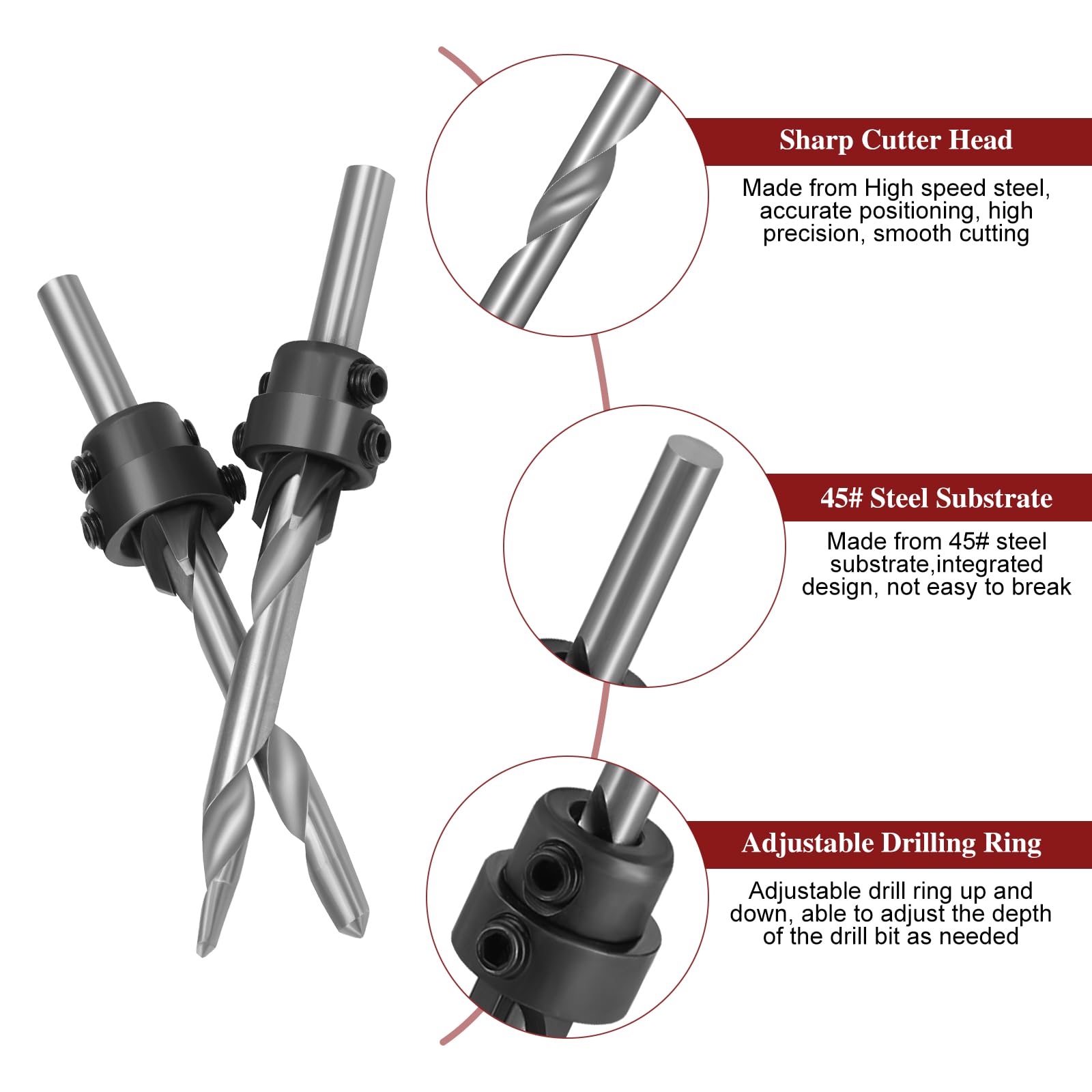 Faankiton 7PCS Countersink Drill Bit Set Woodworking Countersink Drill Bits - Image 3