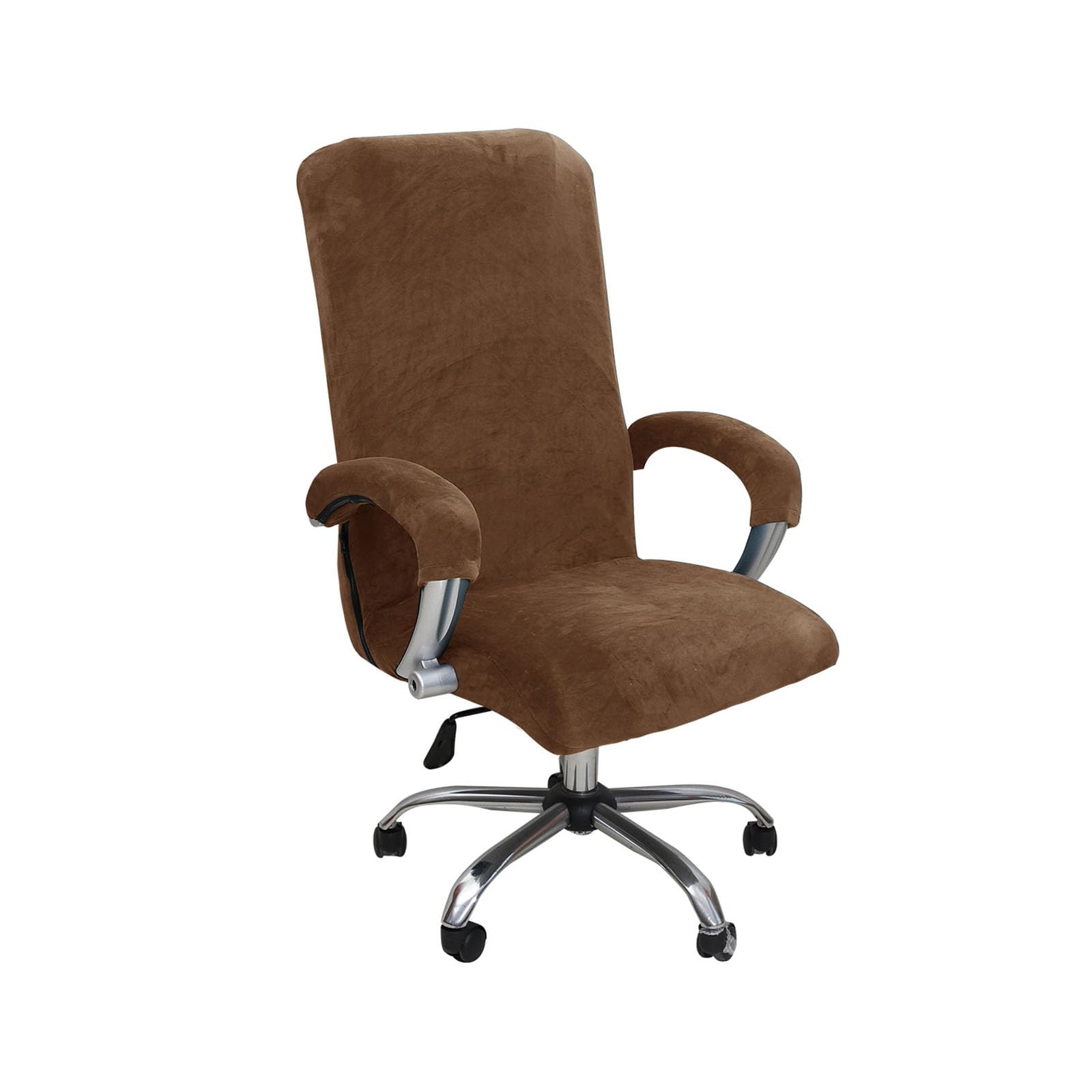 Coprisedia in velluto antiscivolo per sedia da ufficio, protezione elastica per sedie da ufficio, colore bianco e caffè, grandi dimensioni ed elegante, perfetto per uso domestico e ufficio