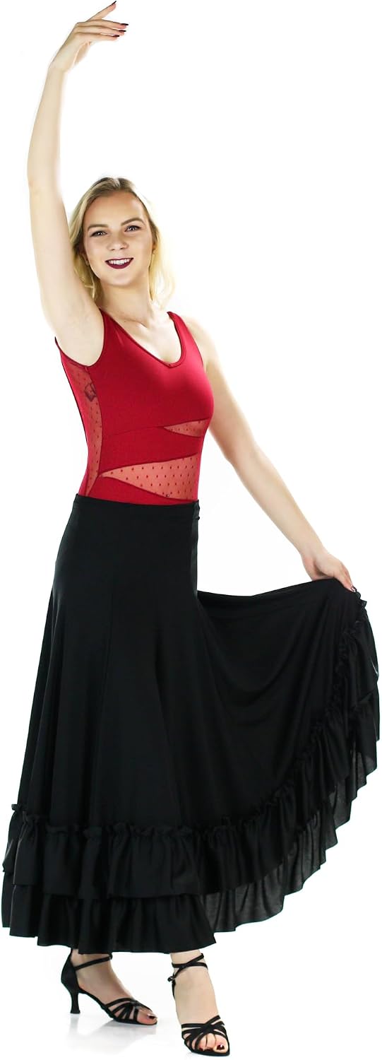 Danzcue Adult Two Ruffles Flamenco Dance Skirt