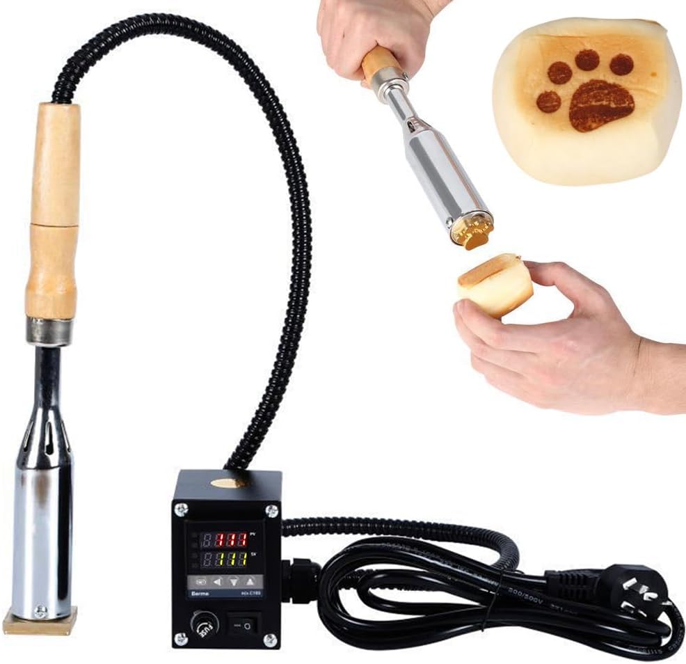 Electric Wood Branding Iron,Adjustable Tempereture Handheld Wood Stamping Tool for Woodworker,Leather Crafts,Food Branding Iron with Digital Display