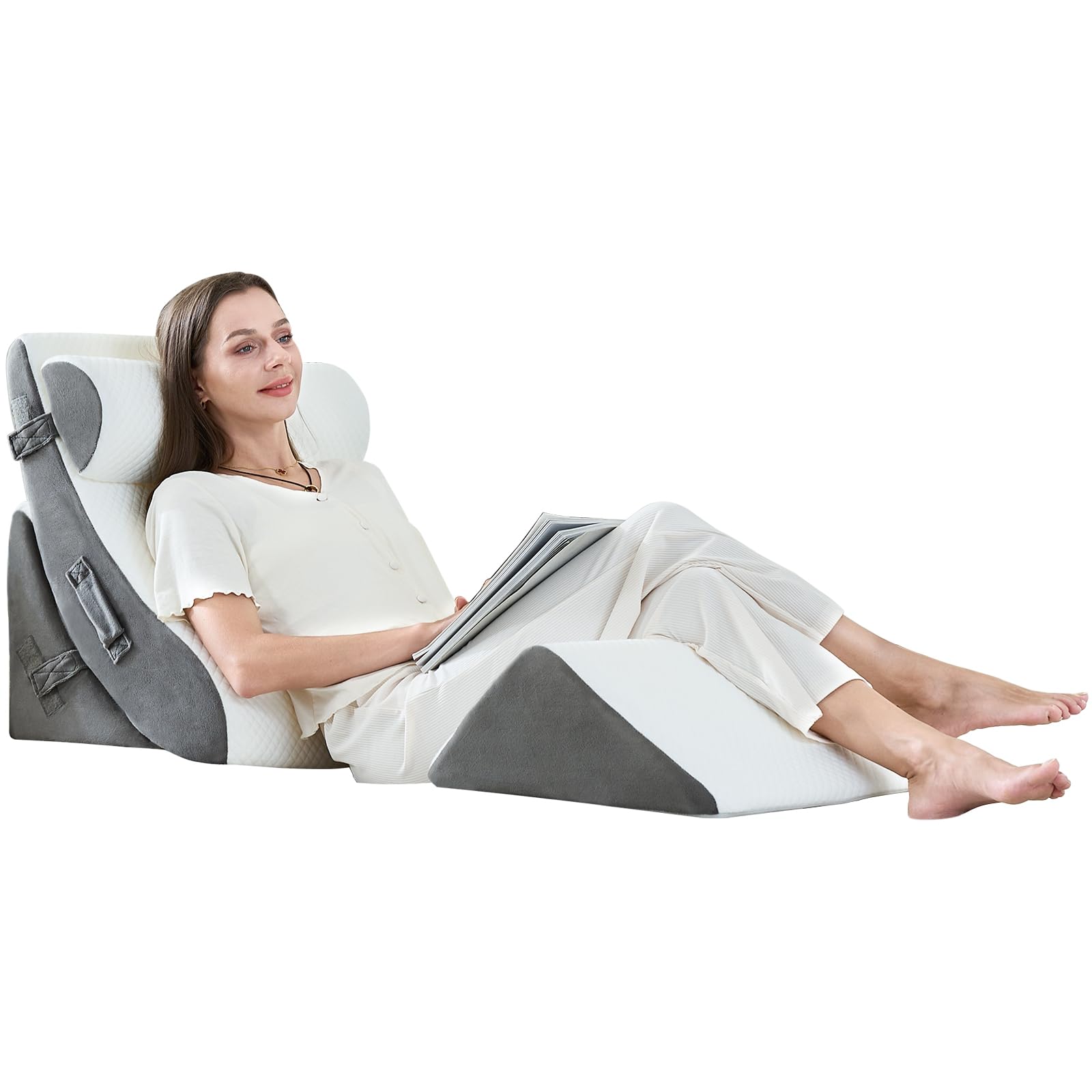 4PCS Orthopedic Bed Wedge Pillow Set, Post Surgery 45D Memory Foam for Back, Neck, and Leg Pain Relief Pleasing & Adjustable Support Pillows-Ease Acid