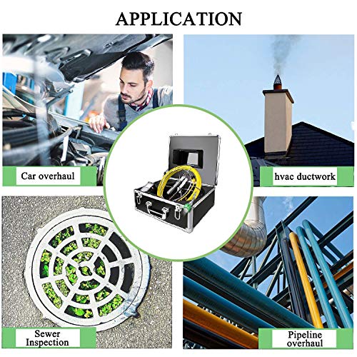 Plumbing Camera 100ft Waterproof IP68 DVR Video Inspection Equipment 7 Inch LCD Monitor HVAC Duct Drain Chimney Snake Pipe Cameras 30m Cable 1000TVL Sony CCD Cam with Luxury Box (Free 8GB SD Card)