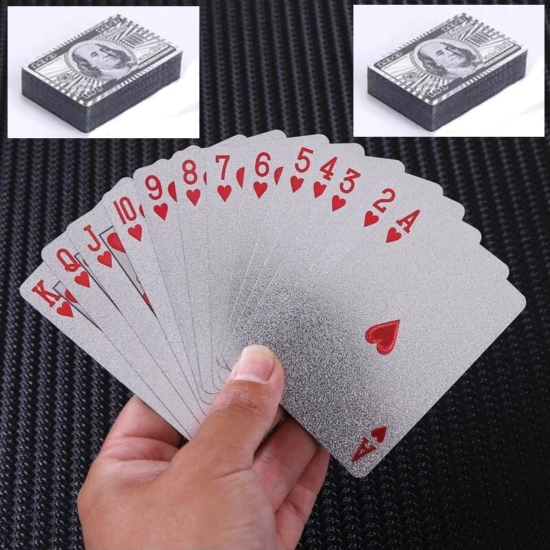 FRATELLI Silver Deck of Waterproof Cards, Flexible PVC Plastic Playing Cards Premium Poker Cards Waterproof Playing Cards Washable Flexible- 2packs (B0BLKDQVM8) Amazon Price History, Amazon Price Tracker