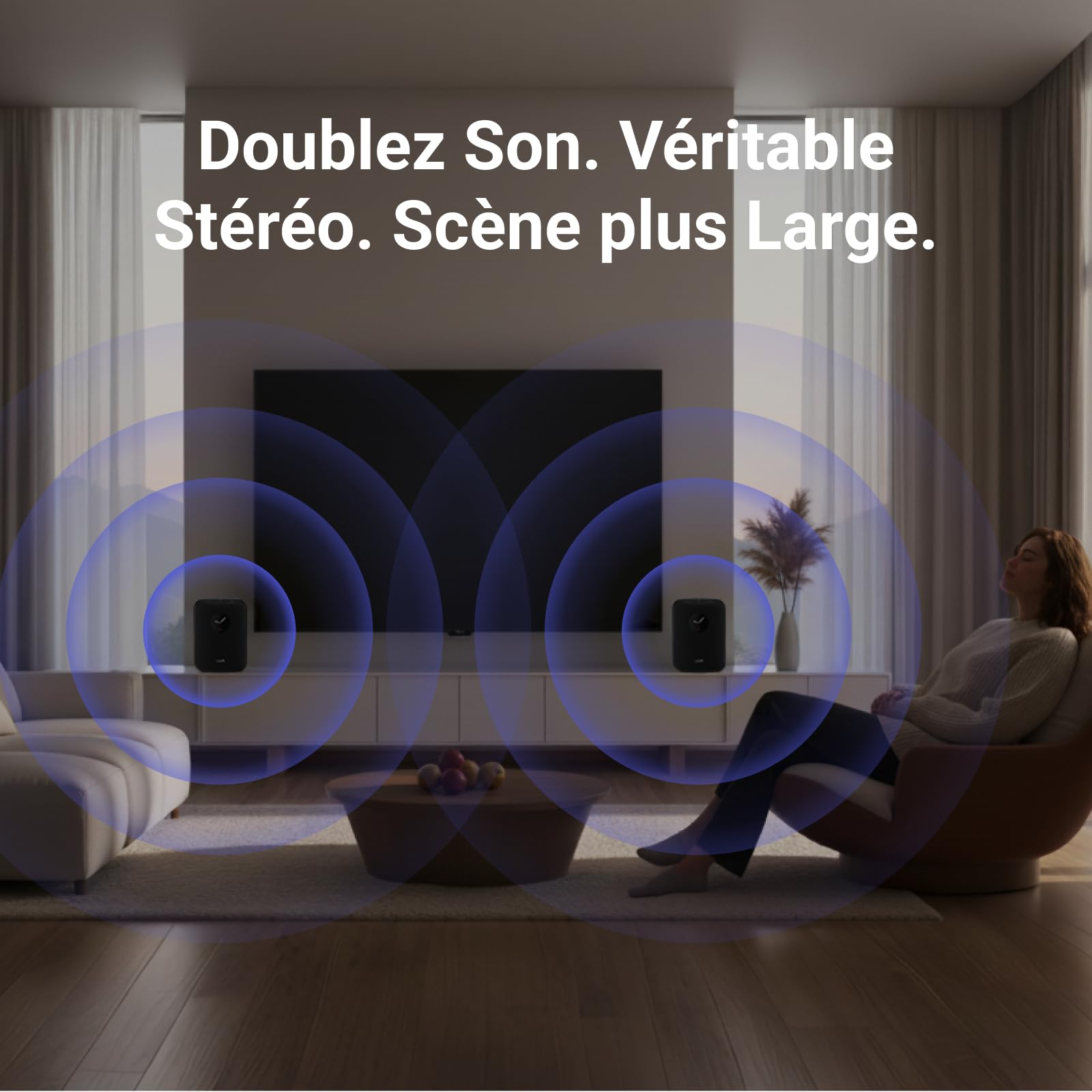 WiiM Sound, Enceinte Intelligente Hi-Res avec WiFi et écran Tactile, Noir | Puissance crête 100W 2.1 stéréo, AI RoomFit, audio multi-pièce, appairage stéréo, Wi-Fi 6E, télécommande vocale incluse