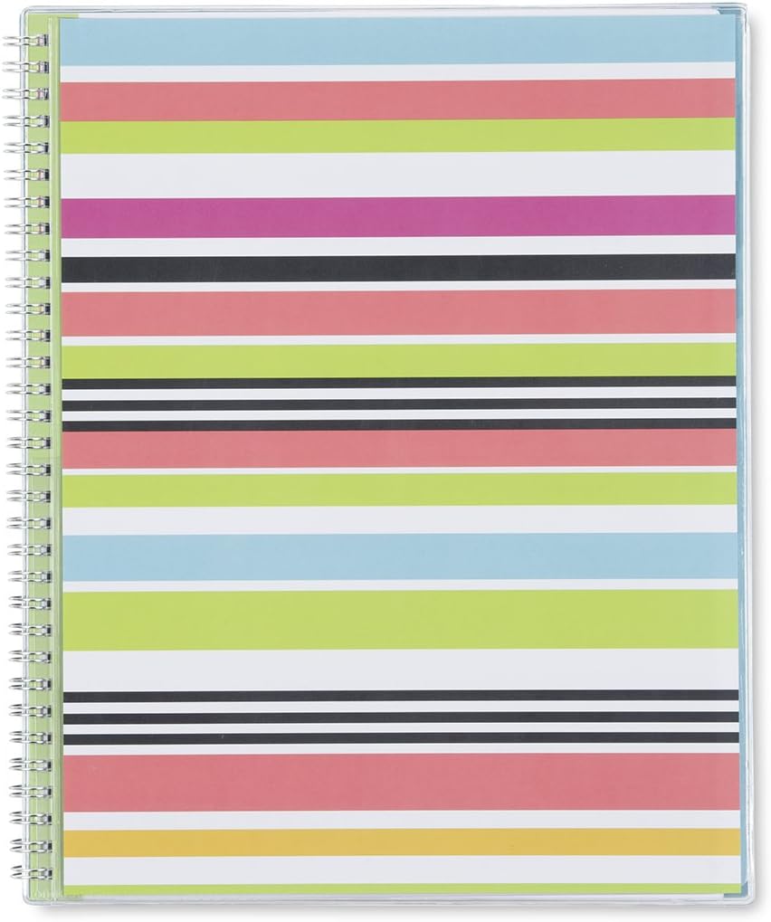 Blue Sky 2018-2019 Academic Year Teachers Weekly & Monthly Lesson Planner, Flexible Cover, Twin-Wire Binding, 8.5" x 11", Stripes Design