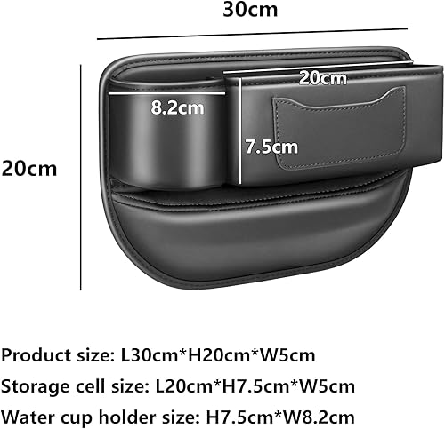 Miniatura 2 de Relleno y organizador de espacio para asiento de automóvil, paquete de 2 bolsas de cuero negro para portavasos de automóvil, accesorios interiores