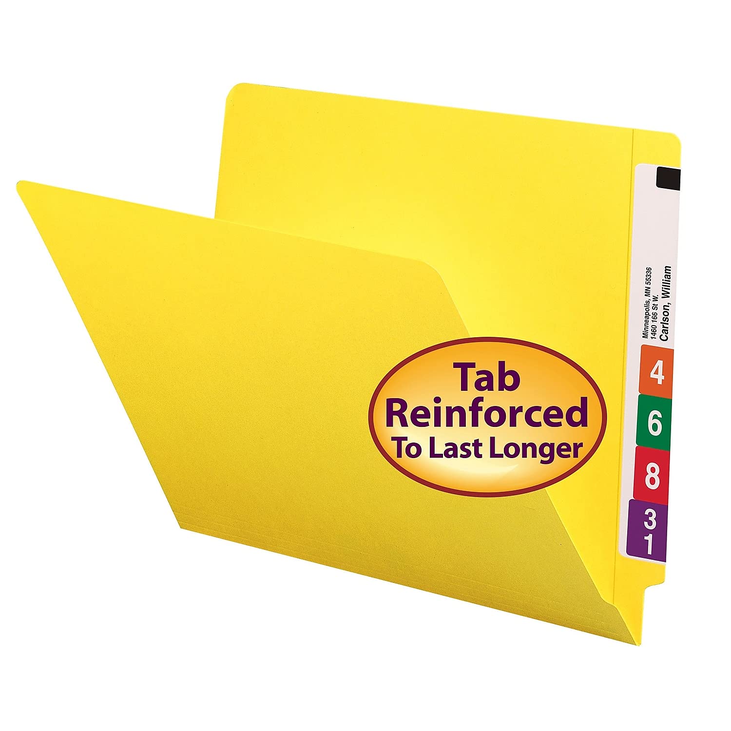 Smead Colored Folders Shelf-Master® Reinforced Tab Letter - Yellow De plástico Amarillo - Carpeta (De plástico, Amarillo, Letter, 311 mm, 241 mm, 100 pieza(s))