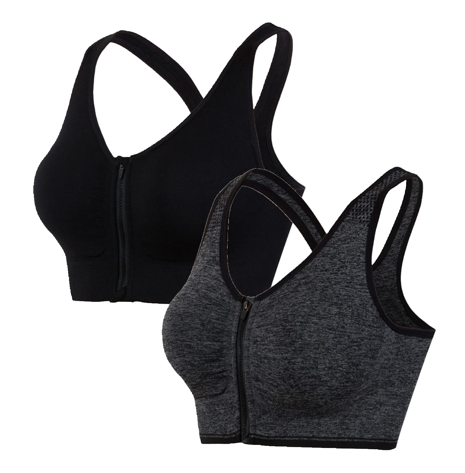 women's zip front sports bra wireless post-surgery yoga bras