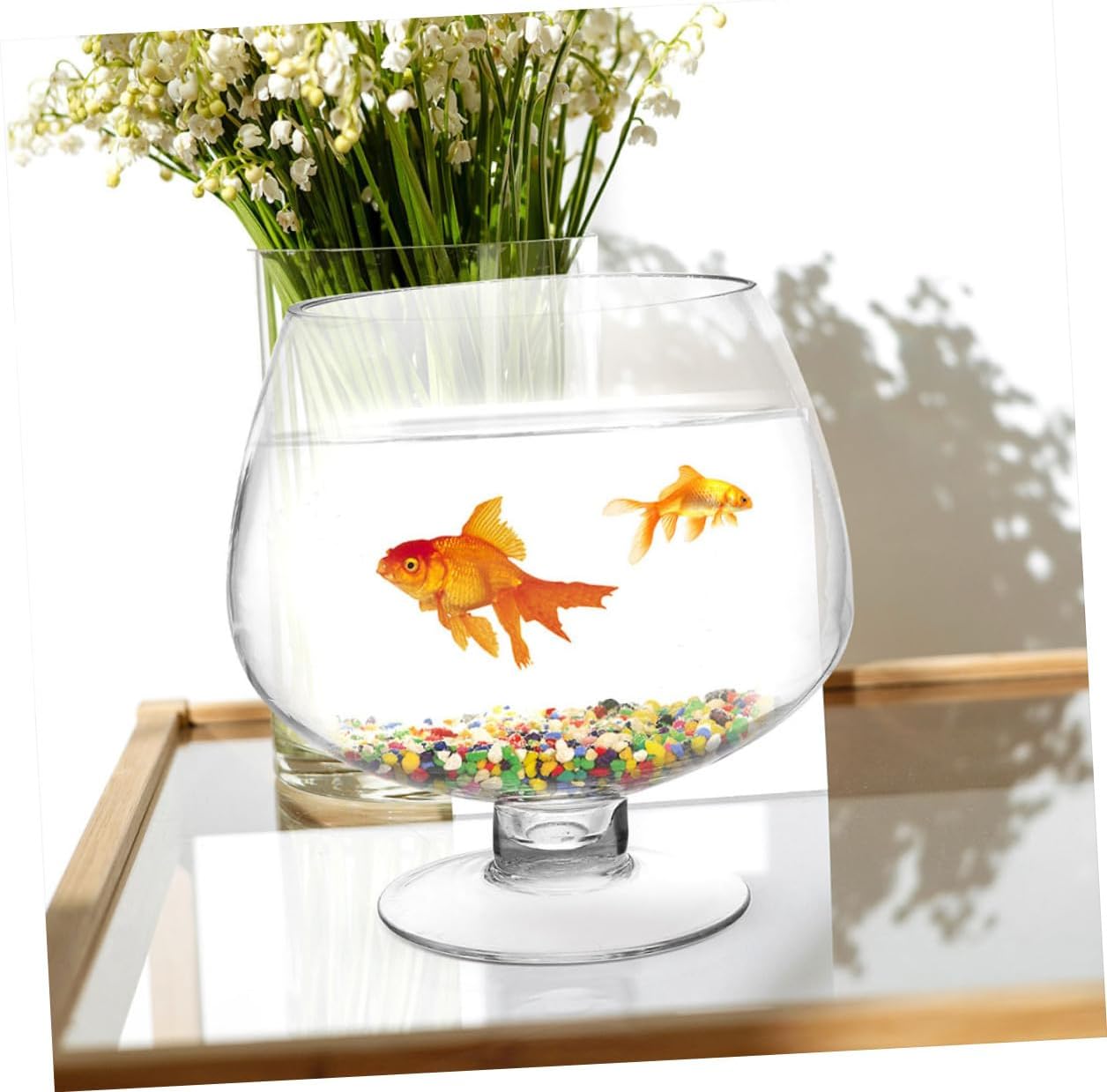 Glass Betta Fish Bowl Vase 5000ml Multi-Function Tabletop Aquarium Tank Hydroponic Plant Pot Desktop Goldfish Tank