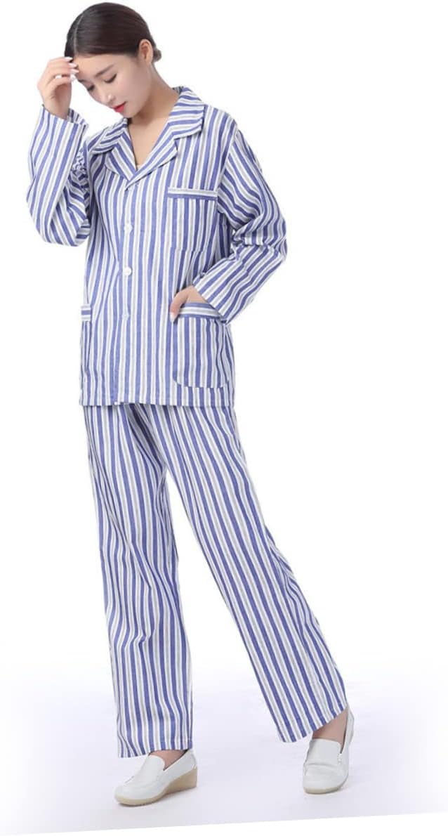 Holibanna 1set Comfortable Cotton Sleeve Pajamas for Hospital Patients and Sleepwear Breathable Patient Clothing for Home and Bedridden Use Blue